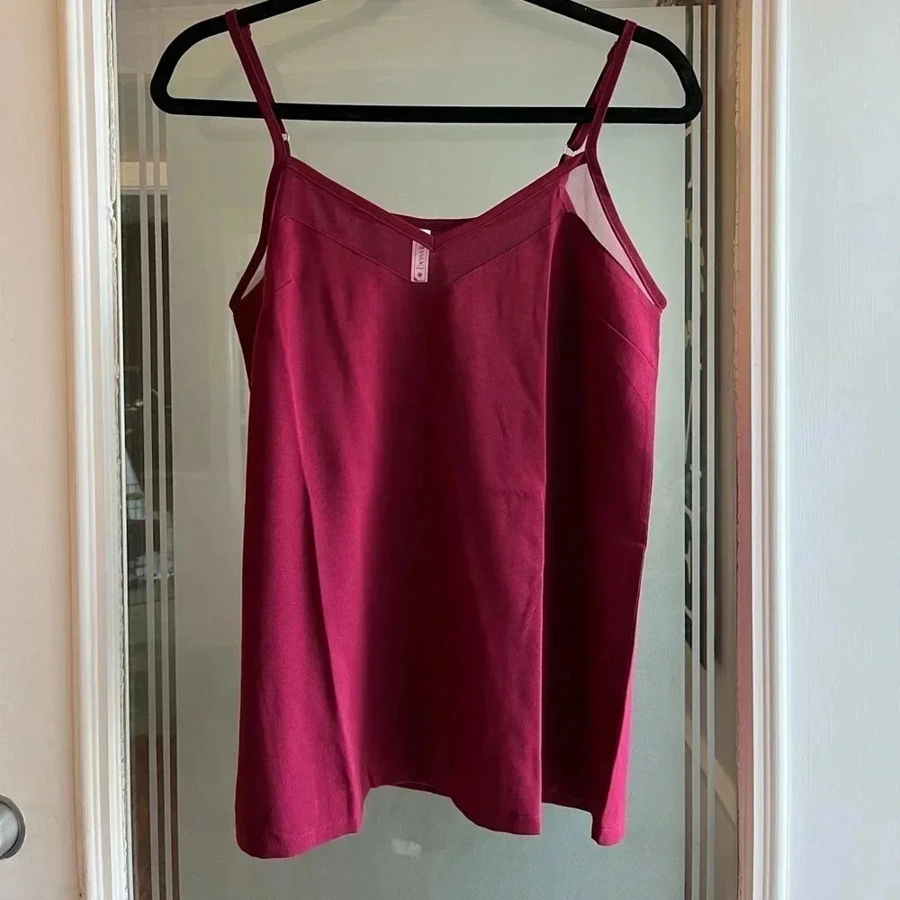 Burgundy Slip Tank with Mesh Detail at Top‎ M